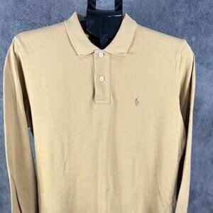 Ralph Lauren The Skinny Polo Shirt Beige Long Sleeve Preppy Casual X-Large